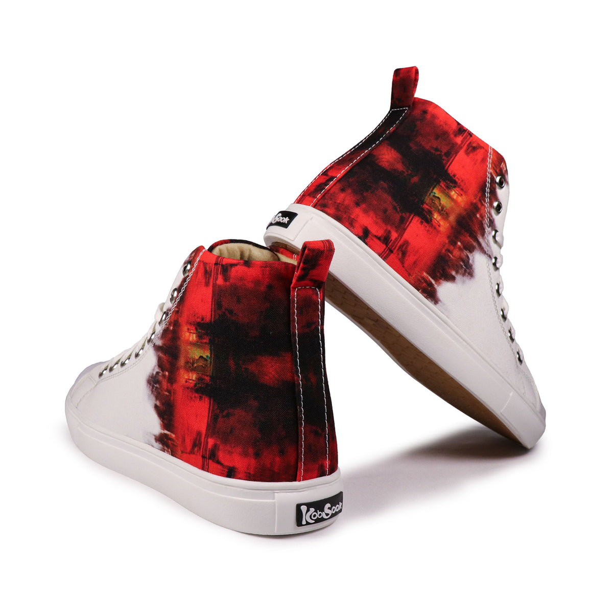 White & Red - Men's High-Top Canvas Sneaker