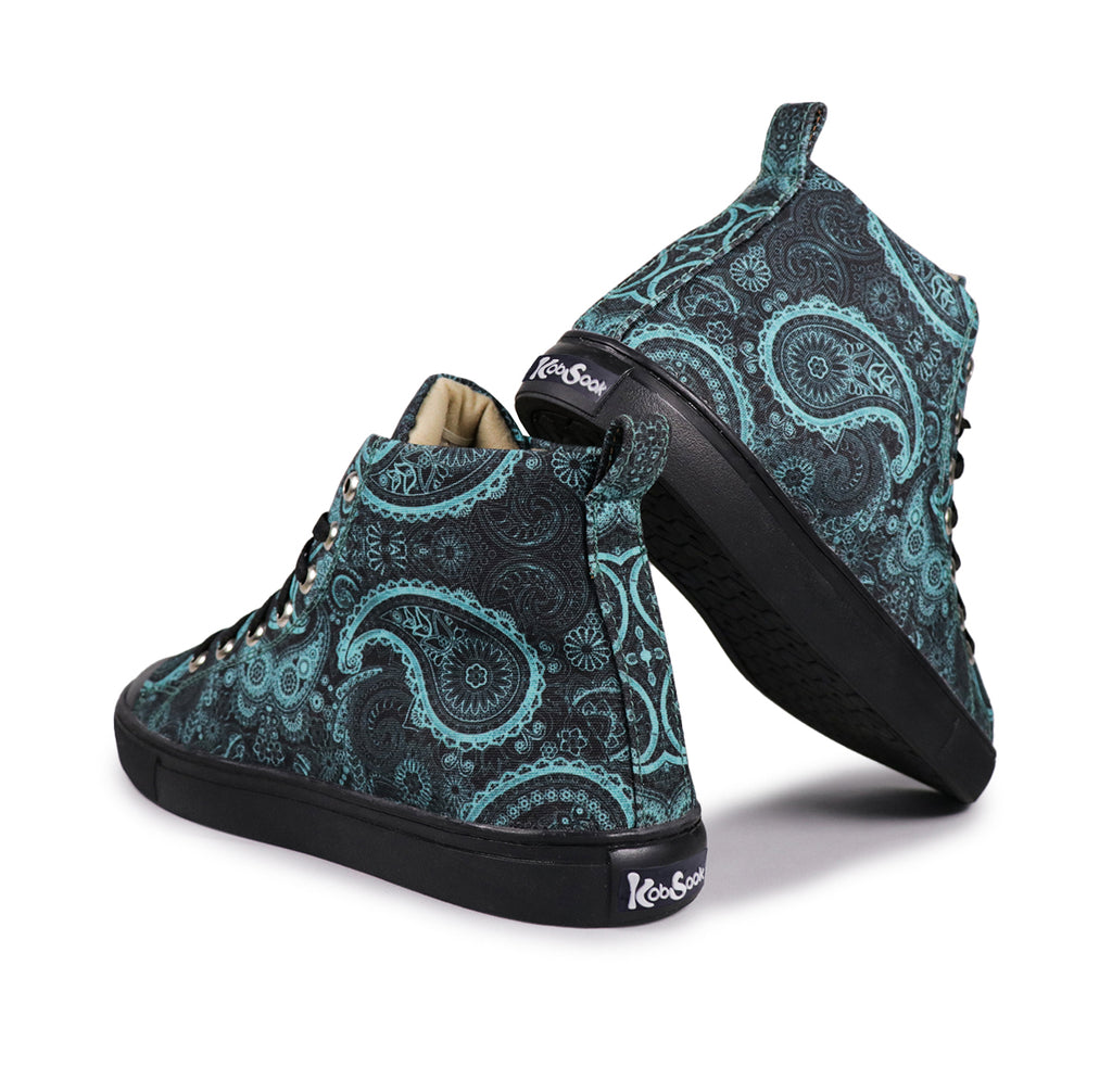 Vivid Blue Motif - Men's High-Top Canvas Sneaker