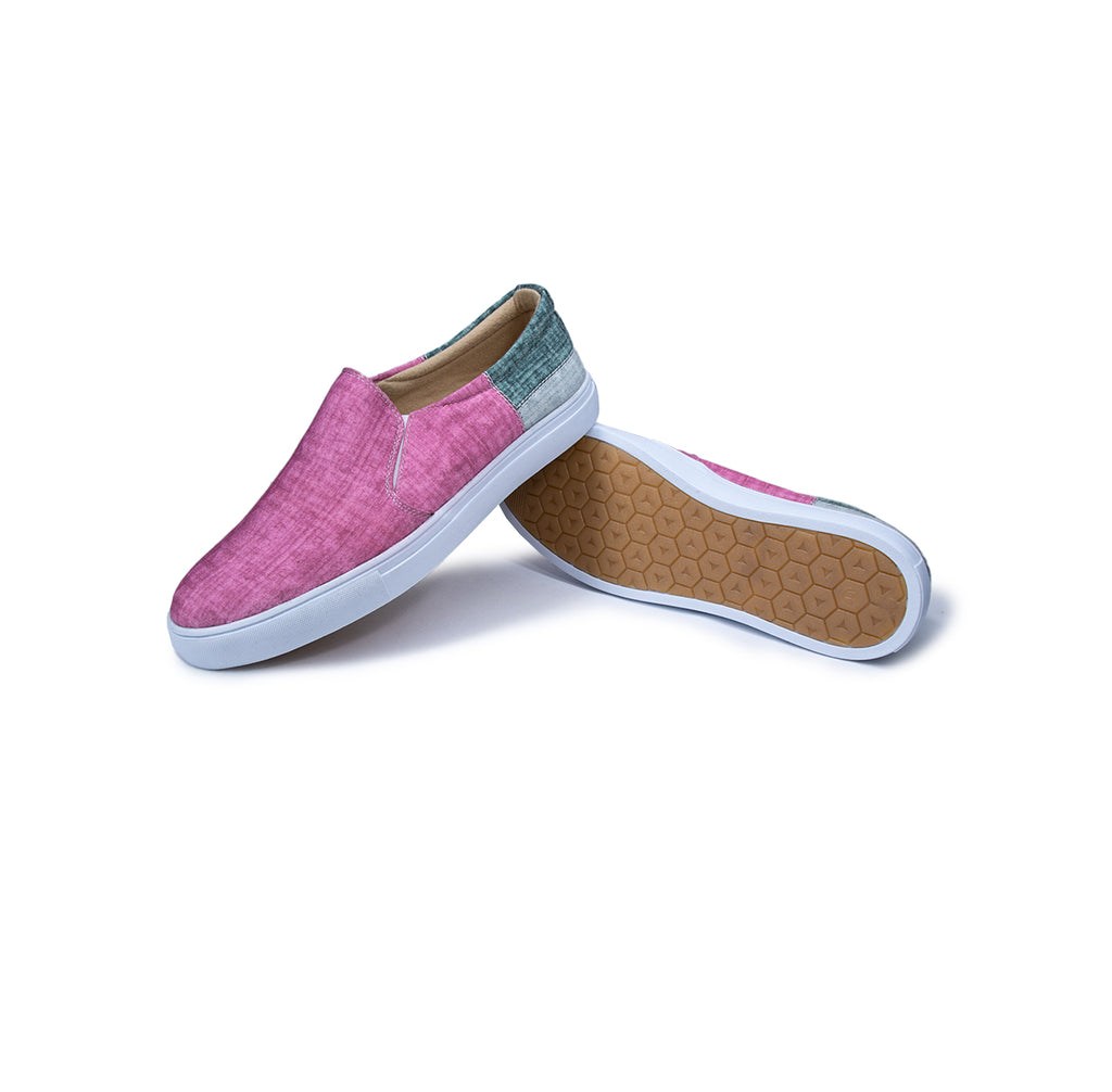 Pink & Grey Stitch - Men's Loafer Canvas Sneaker