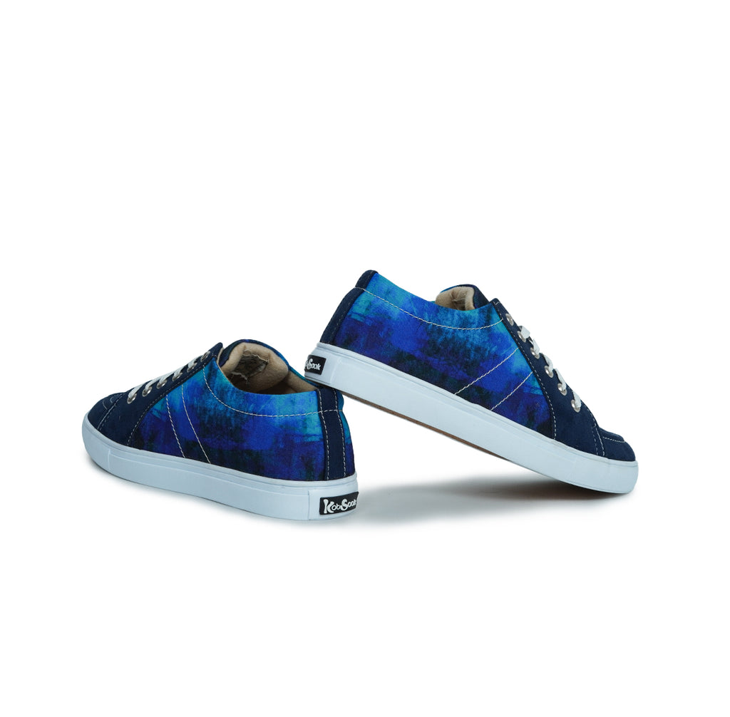 Blue Strokes - Men's Low-Top Suede Canvas Sneaker