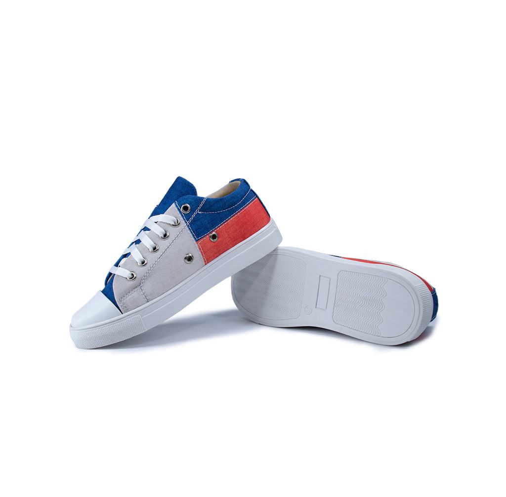 Blue Peach Stitch - Women's Low-Top Canvas Sneaker