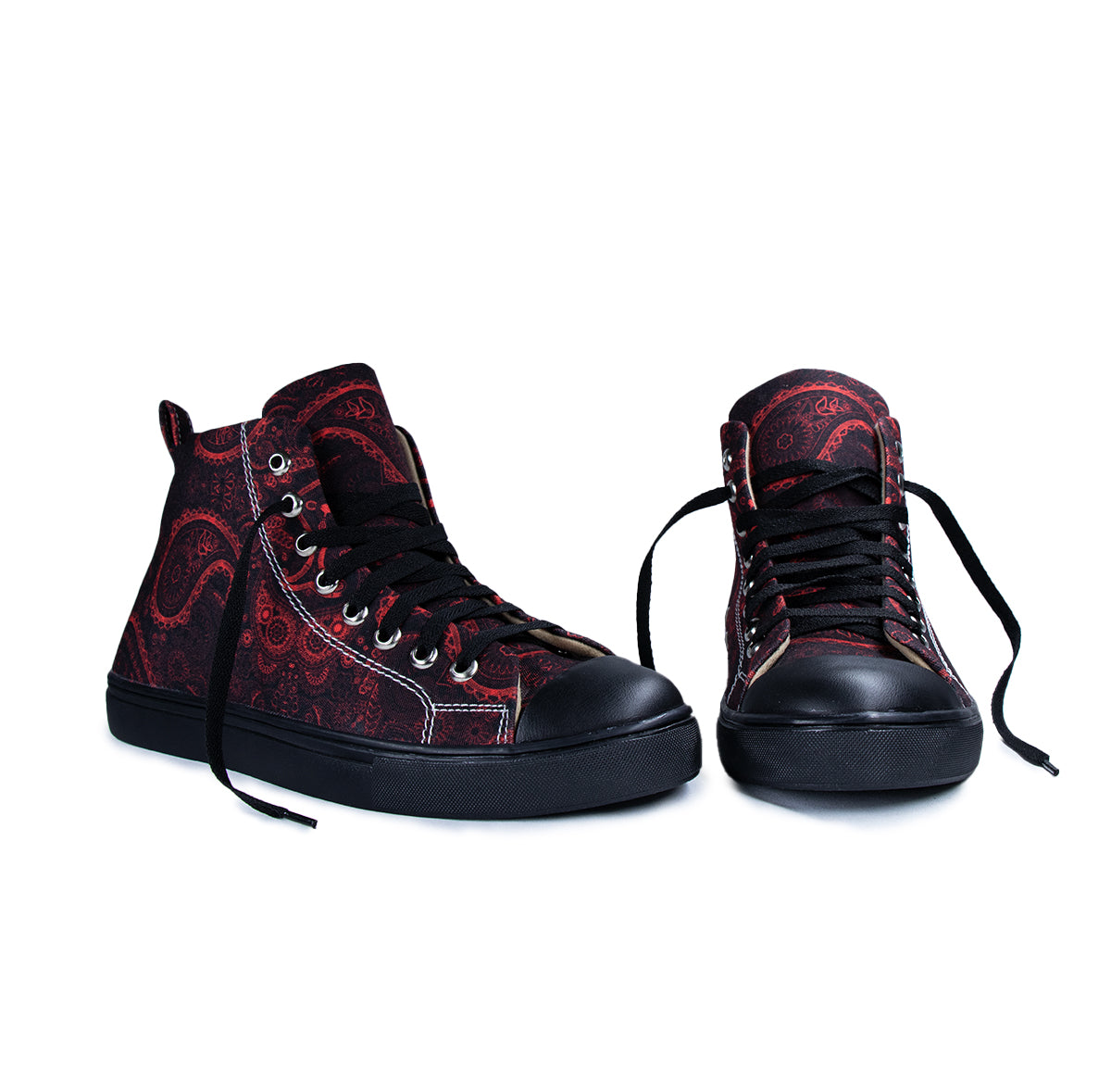 Vivid Red Motif - Men's High-Top Canvas Sneaker