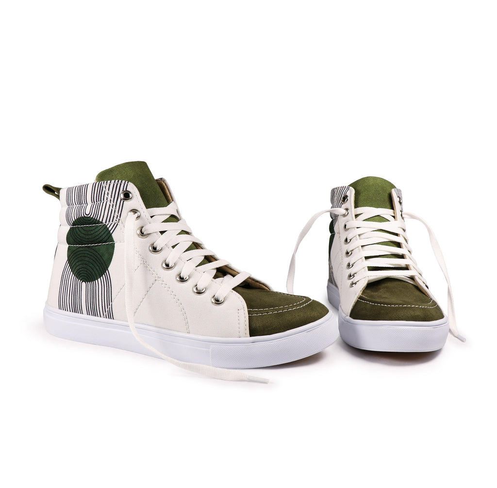 Comet Olive - Men's High-Top Suede Canvas Sneaker