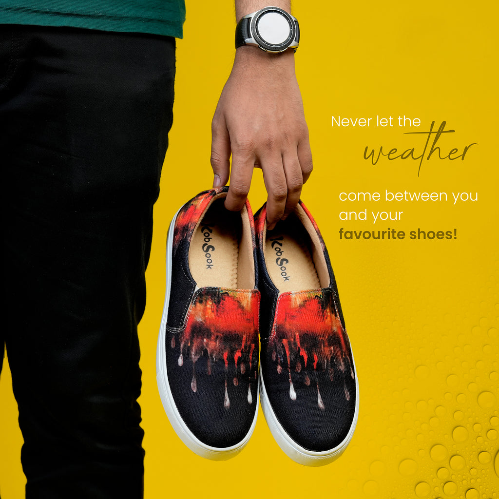 Black & Red Drops - Men's Loafer Canvas Sneaker