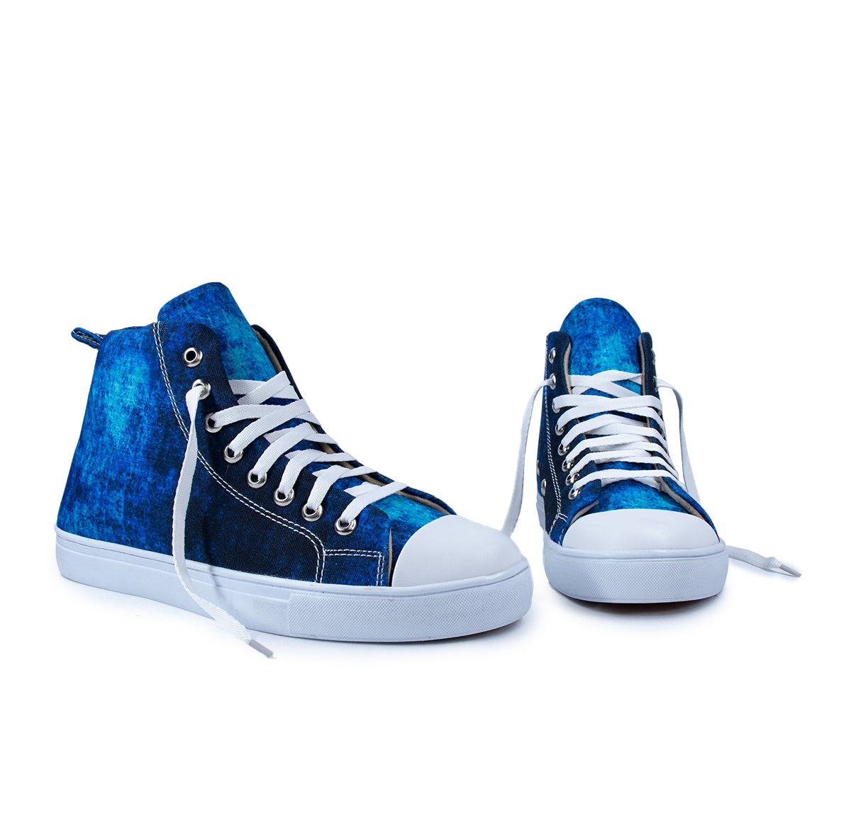 Blue Texture - Men's High-Top Canvas Sneaker