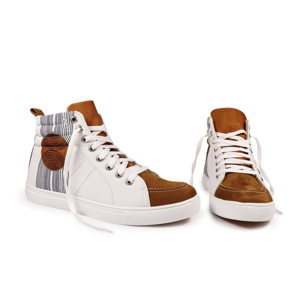 Comet Tan - Men's High-Top Suede Canvas Sneaker