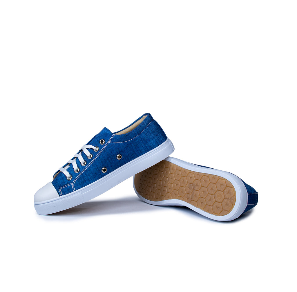 Textured Blue - Men's Low-Top Canvas Sneaker