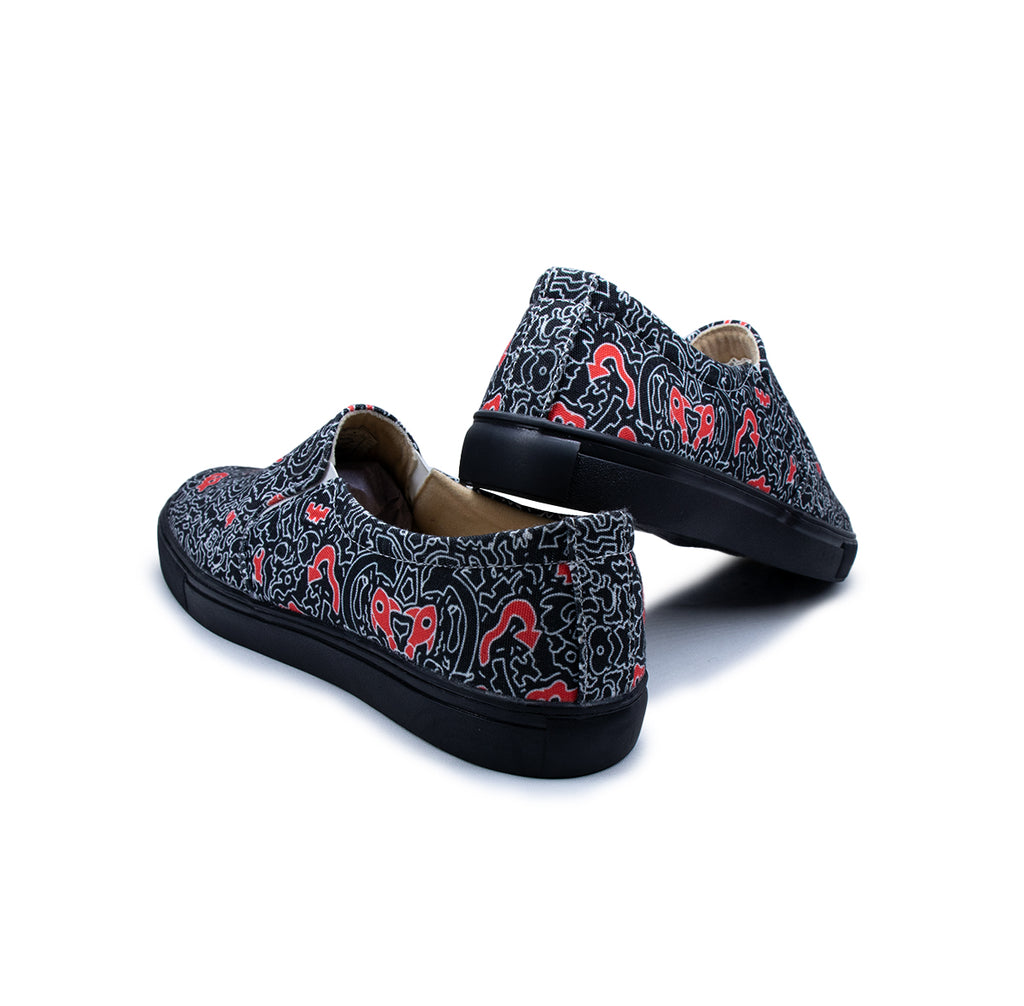 Free hand doodle (Black) - Men's Loafer Canvas Sneaker
