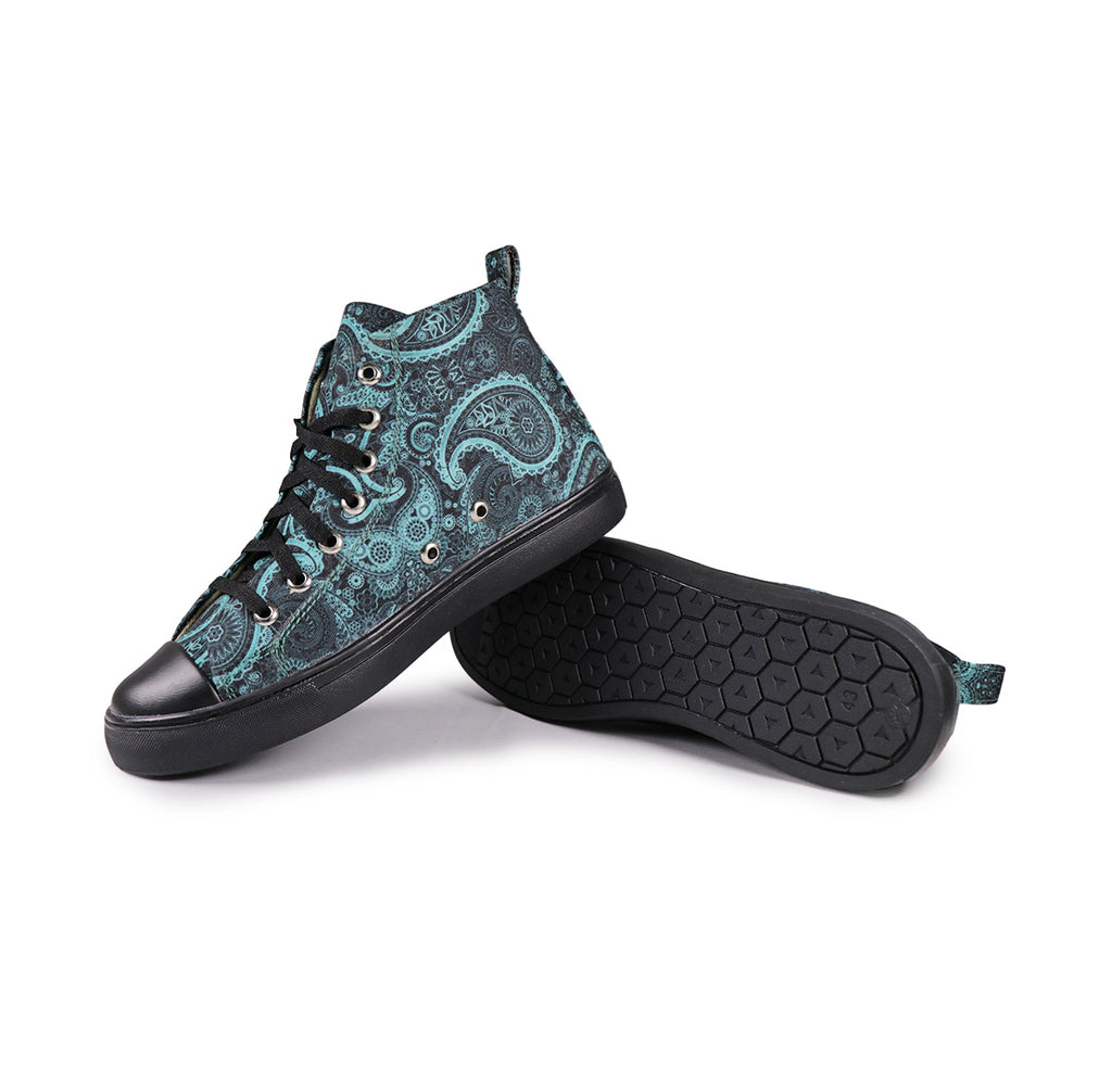 Vivid Blue Motif - Men's High-Top Canvas Sneaker