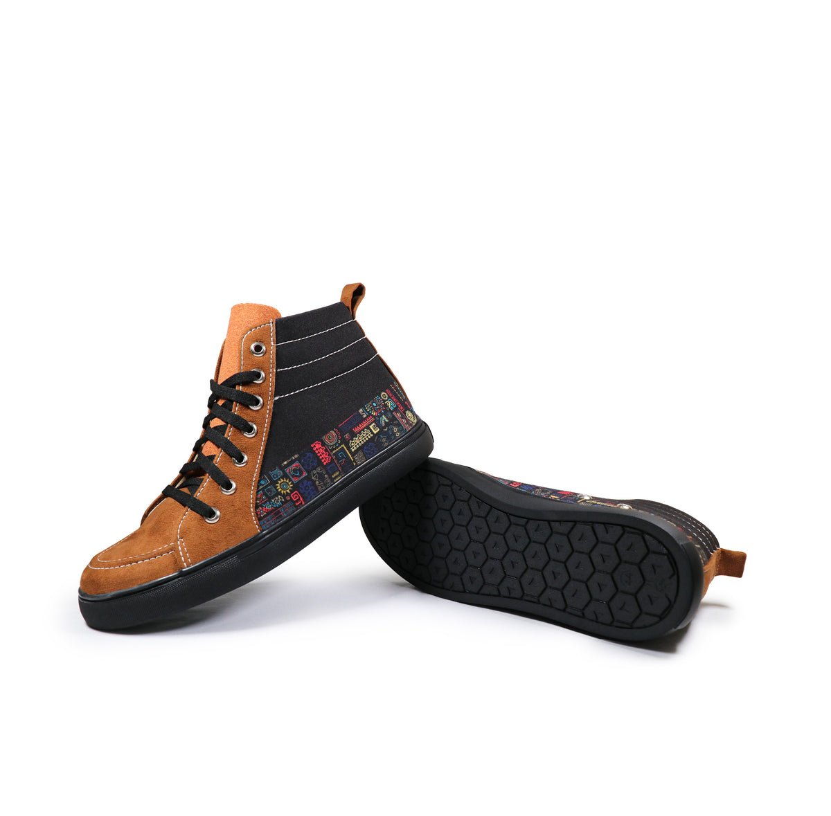 Bohemian Doodle - Men's High-Top Suede Canvas Sneaker