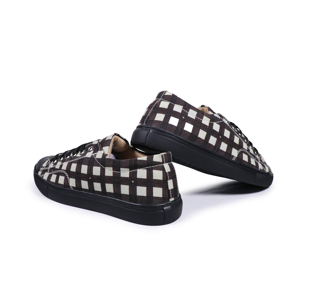 Black Checkers - Men's Low-Top Canvas Sneaker