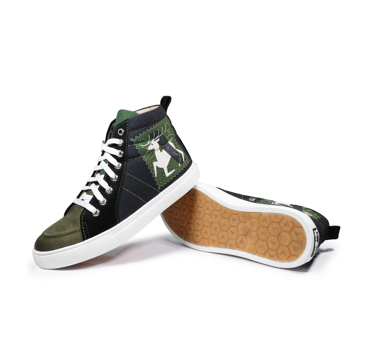 Deer Art - Men's High-Top Suede Canvas Sneaker