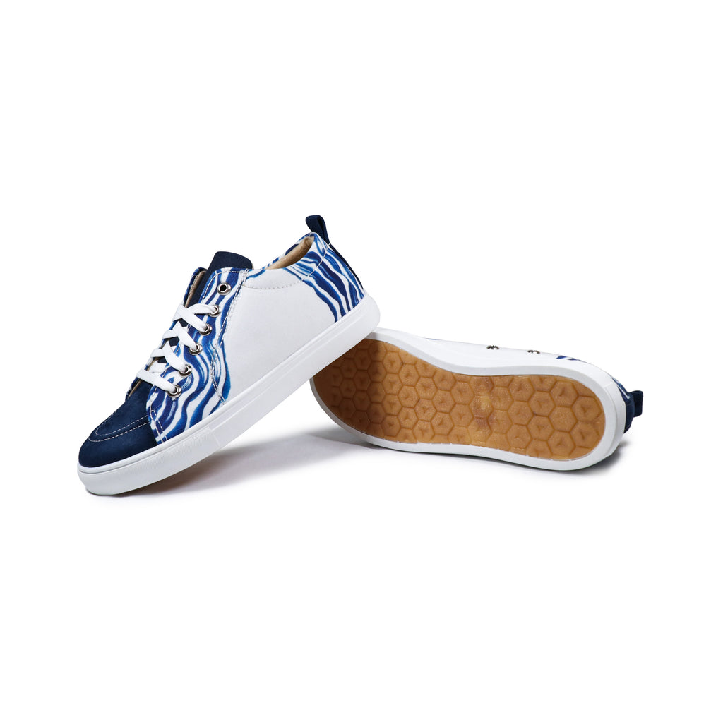 Blue Weaves - Men's Low-Top Canvas Suede Sneaker