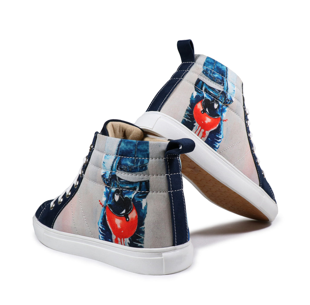 Bike Adventure - Men's High-Top Suede Canvas Sneaker