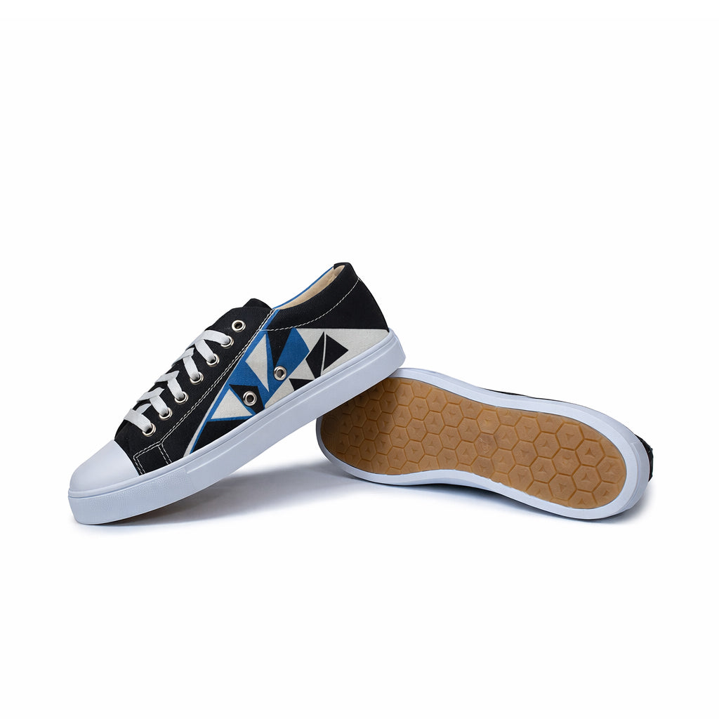 Blue Abstract Triangles - Men's Low-Top Canvas Sneaker