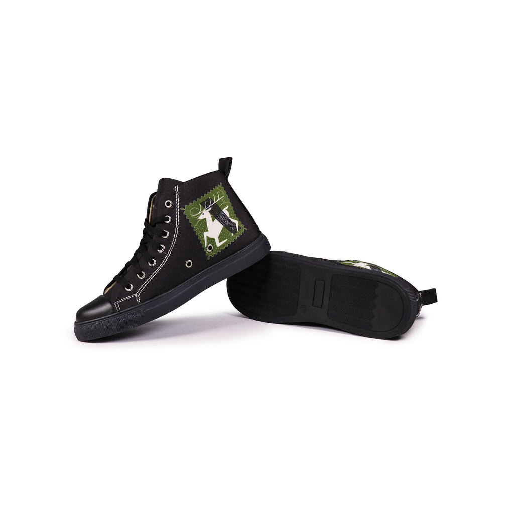 Deer Art - Women's High-Top Canvas Sneaker