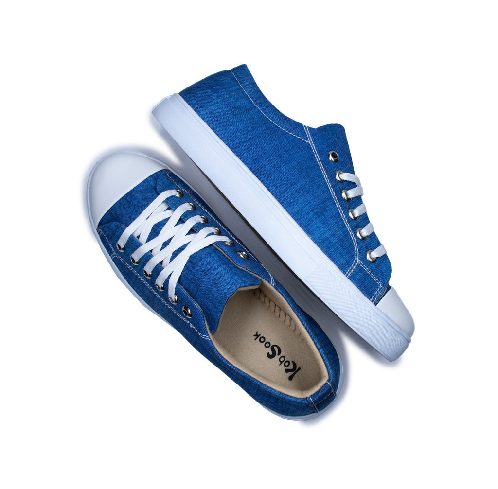 Textured Blue - Men's Low-Top Canvas Sneaker