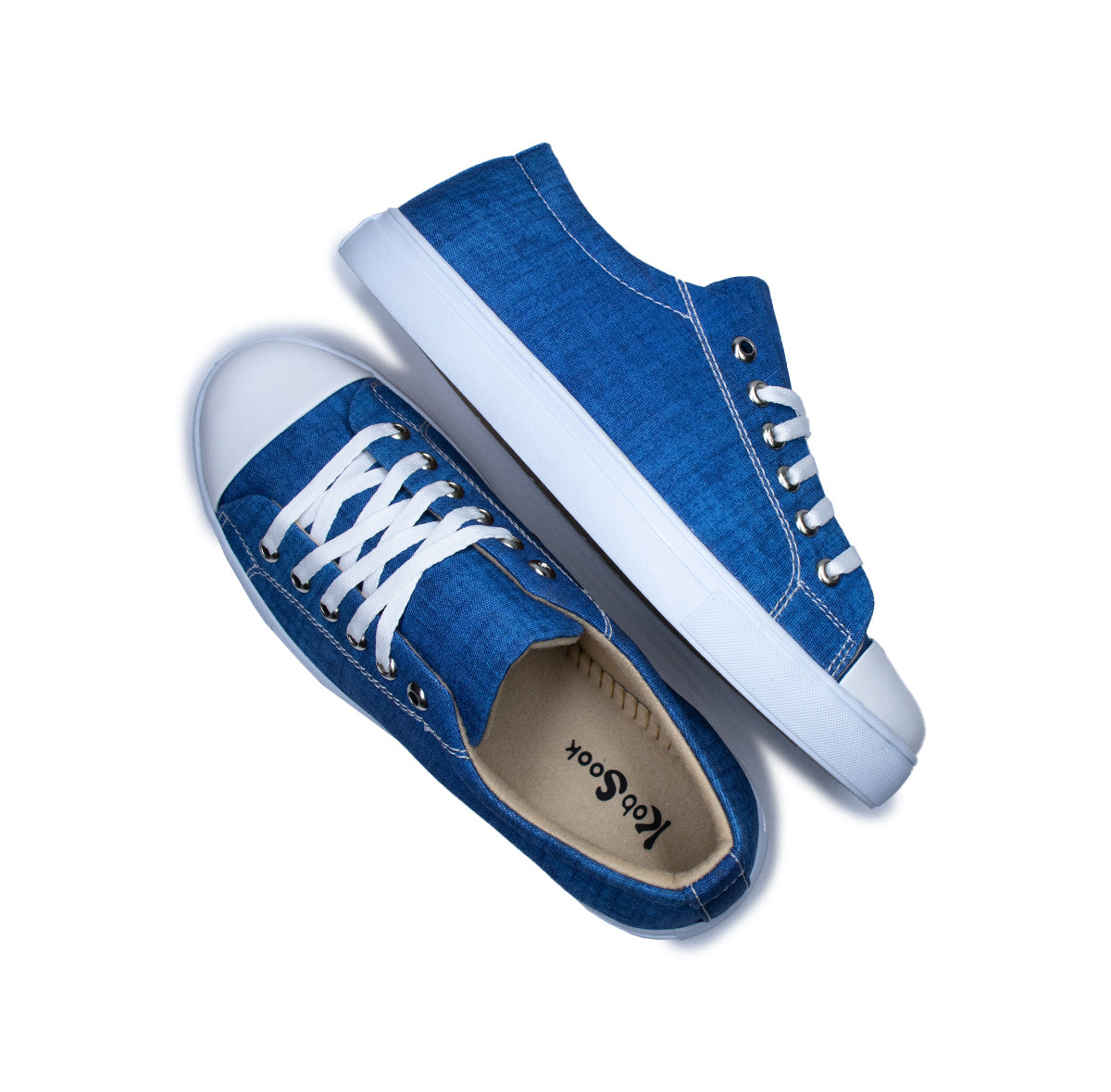 Textured Blue - Men's Low-Top Canvas Sneaker