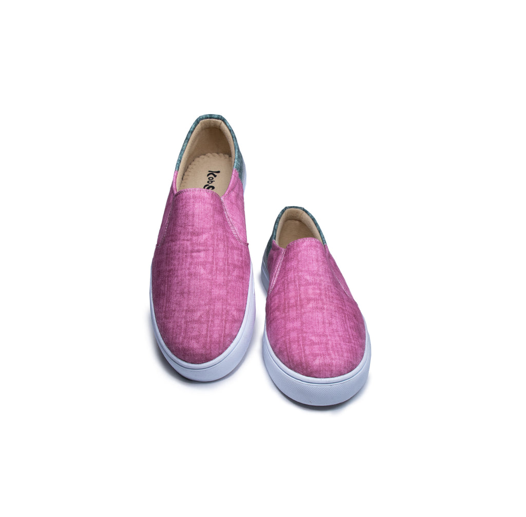 Pink & Grey Stitch - Men's Loafer Canvas Sneaker