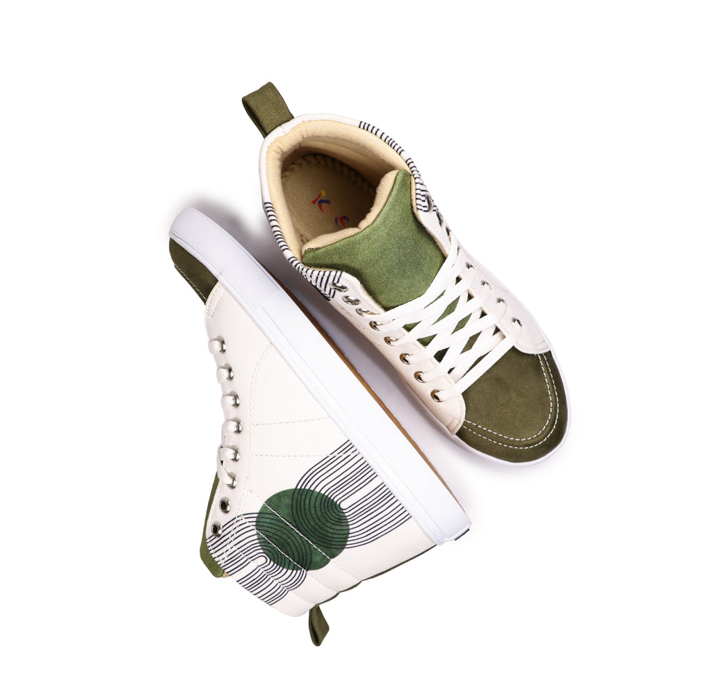 Comet Olive - Men's High-Top Suede Canvas Sneaker