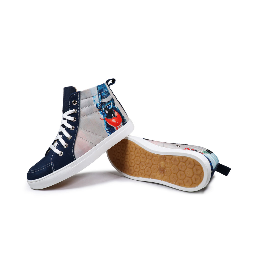 Bike Adventure - Men's High-Top Suede Canvas Sneaker