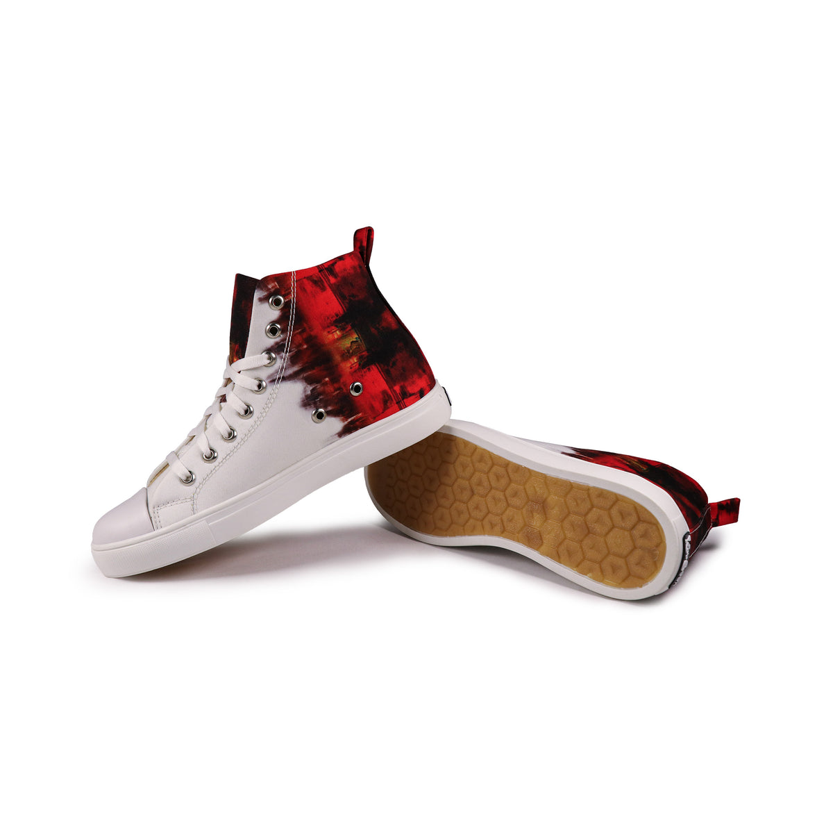 White & Red - Men's High-Top Canvas Sneaker