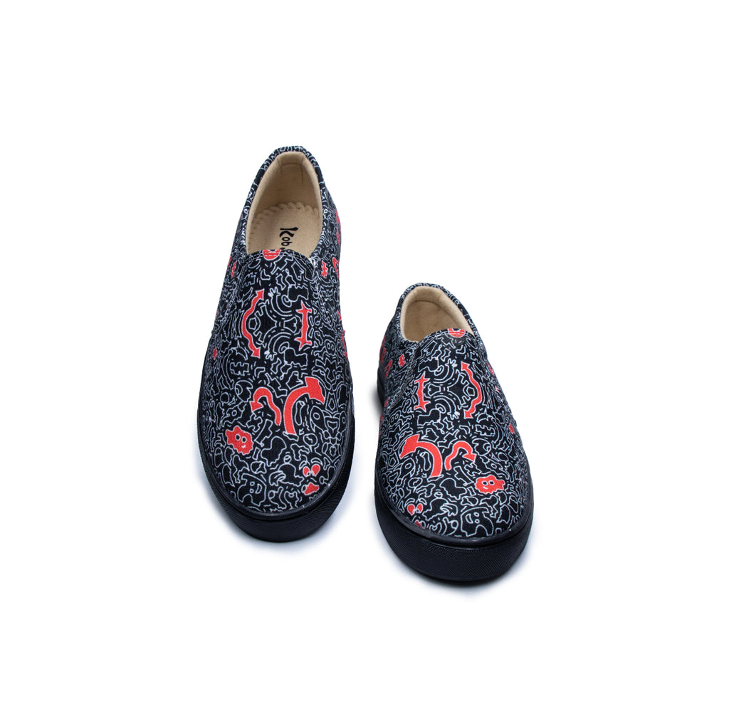 Free hand doodle (Black) - Men's Loafer Canvas Sneaker