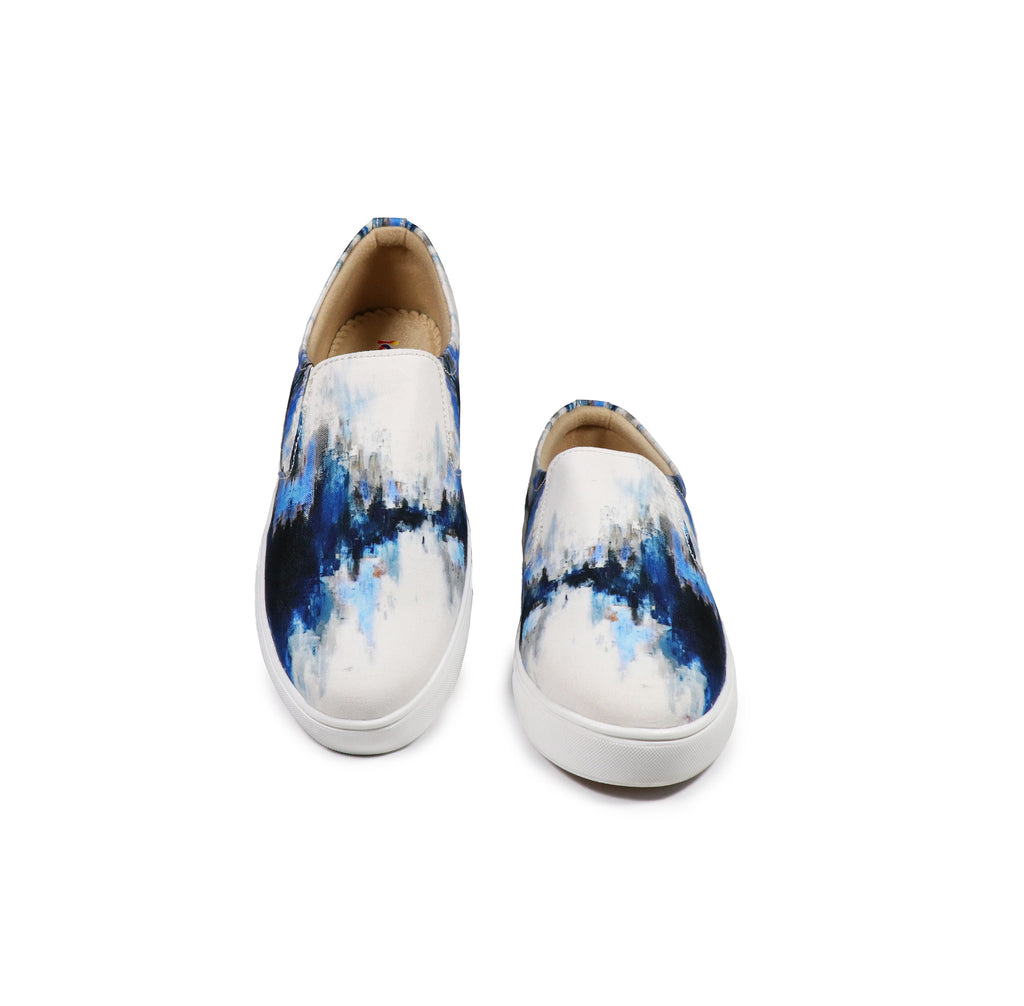 Blue Brush Strokes - Men's Loafer Canvas Sneaker