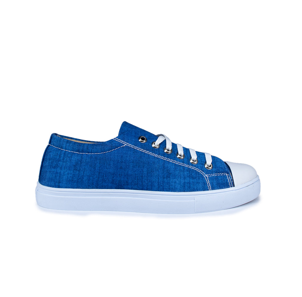 Textured Blue - Men's Low-Top Canvas Sneaker