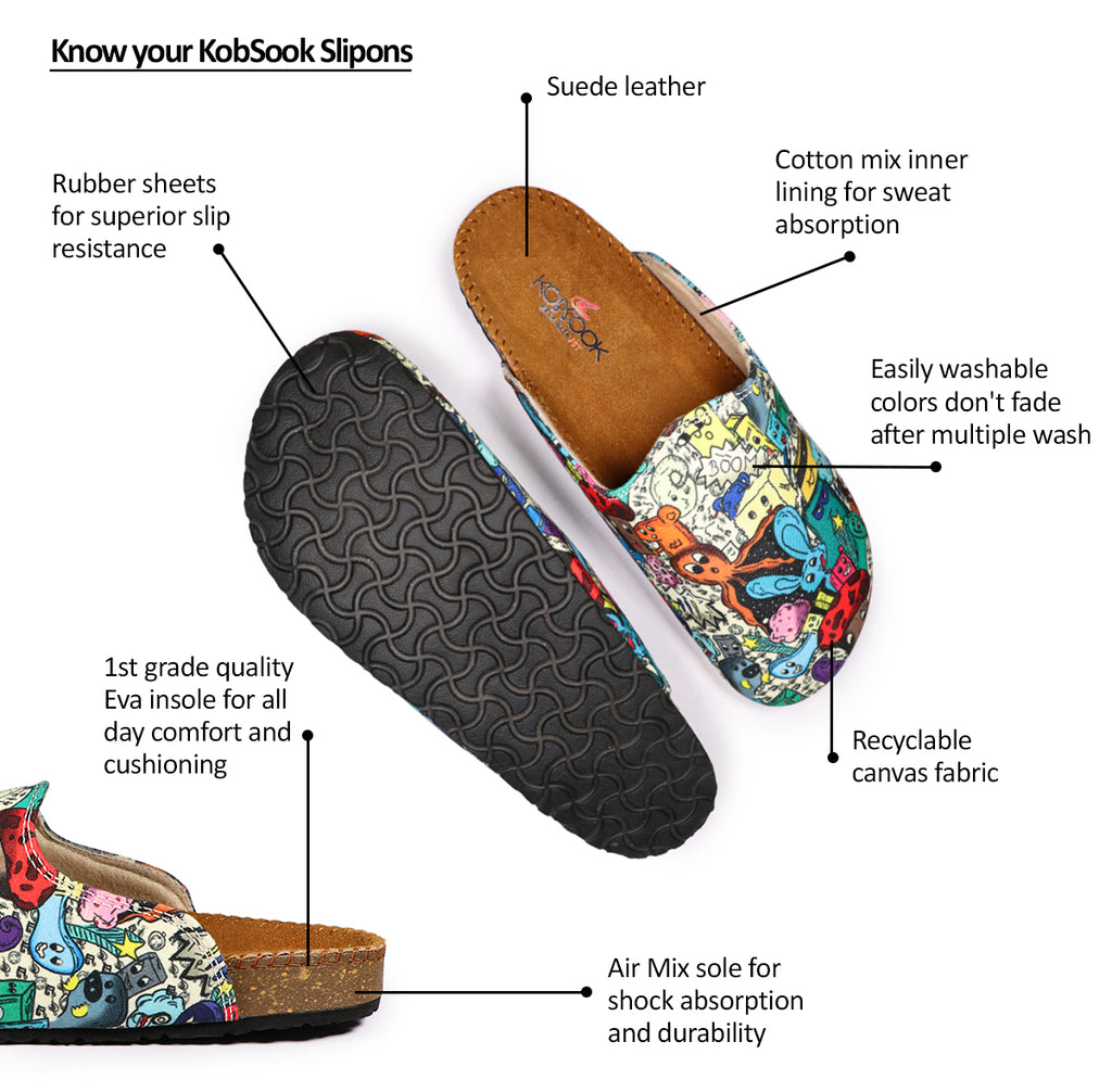 Cartoon Doodle - Men's Canvas Slipons