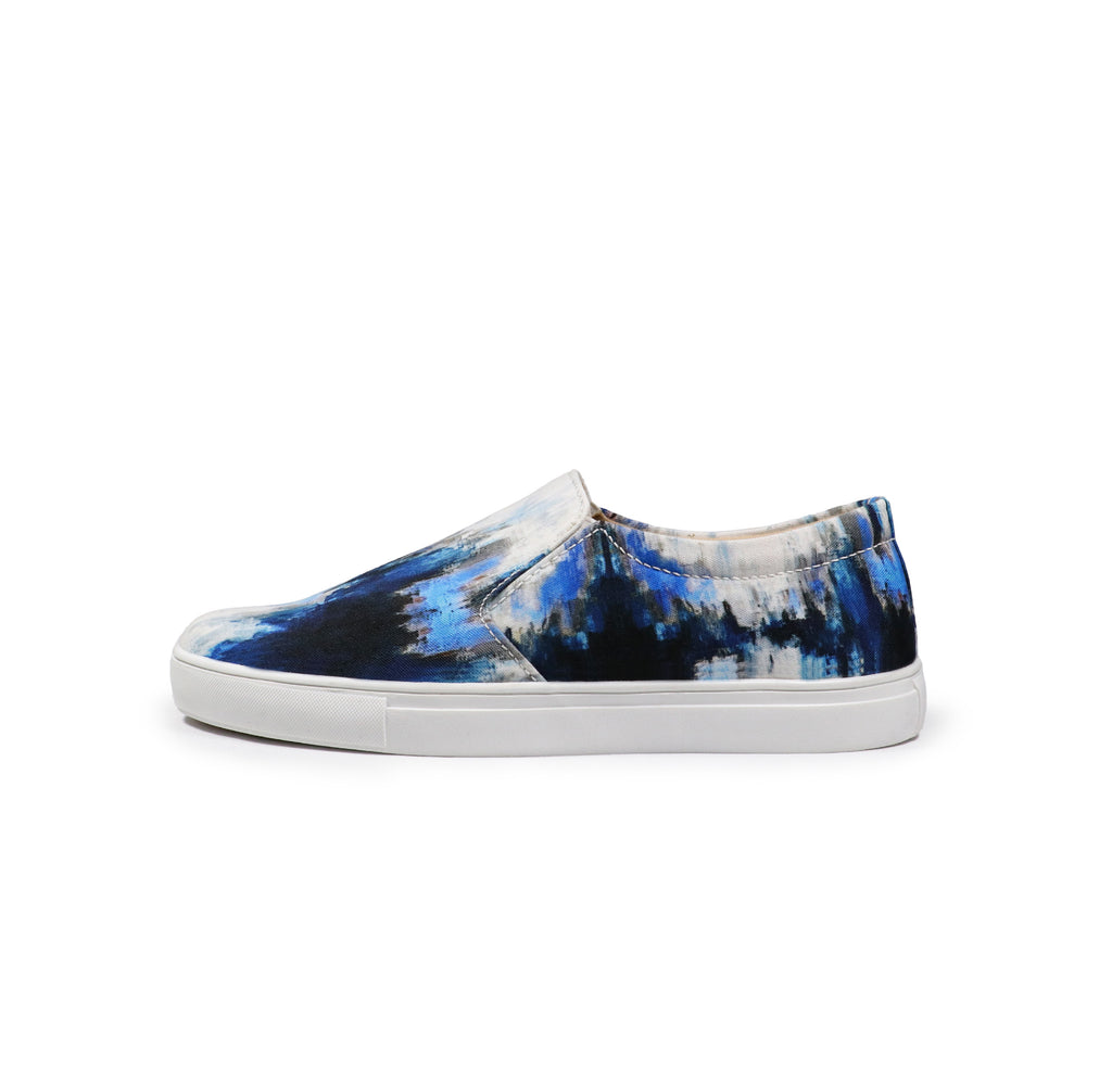Blue Brush Strokes - Men's Loafer Canvas Sneaker