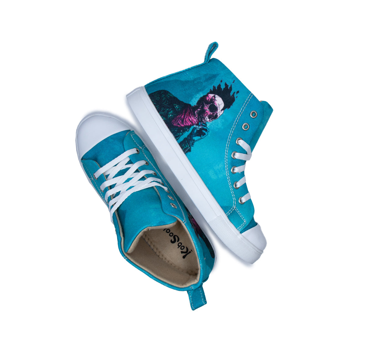 Hot Headed Skull (Blue) - Women's High-Top Canvas Sneaker
