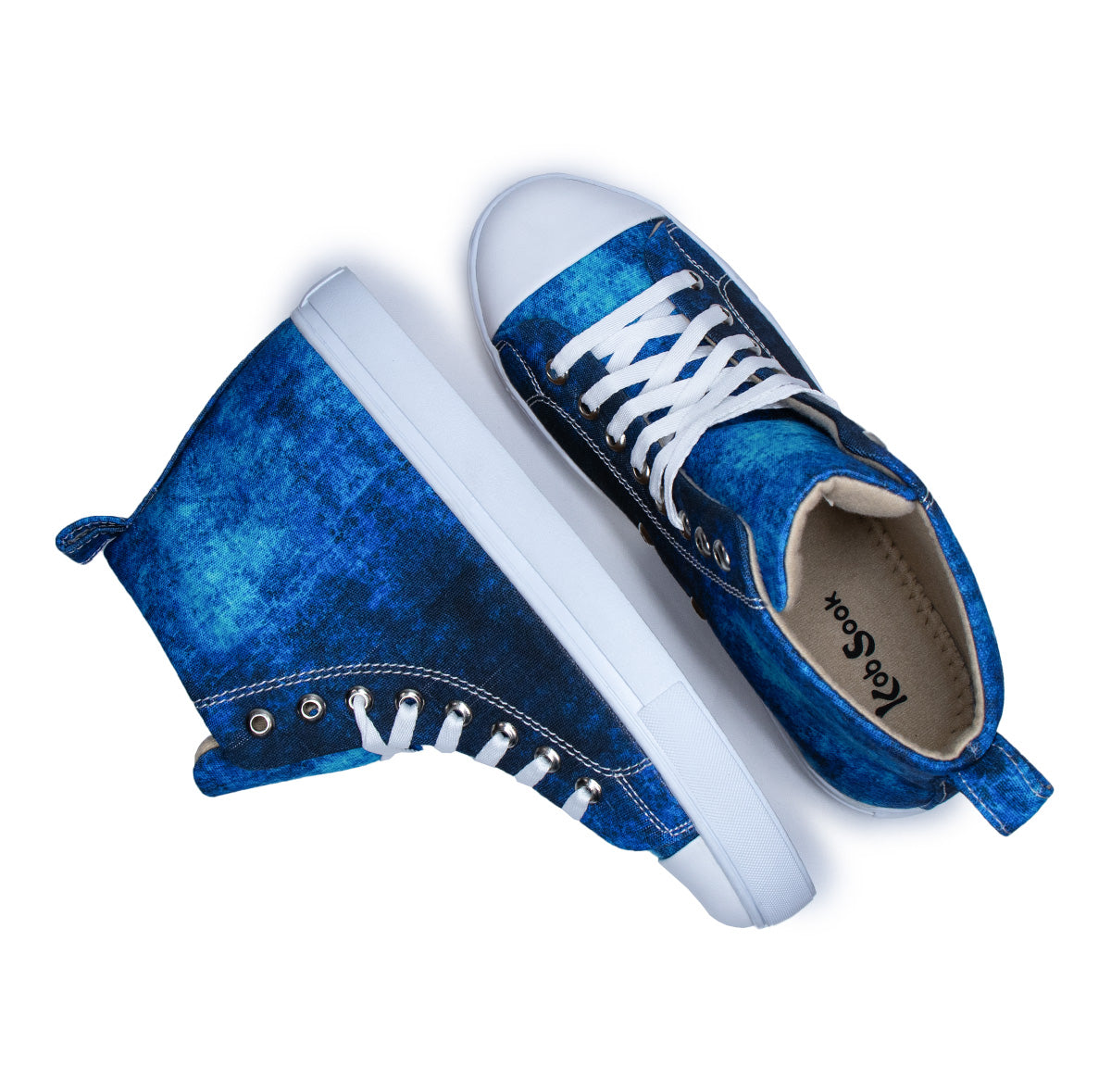 Blue Texture - Men's High-Top Canvas Sneaker