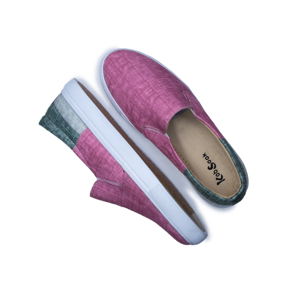 Pink & Grey Stitch - Men's Loafer Canvas Sneaker