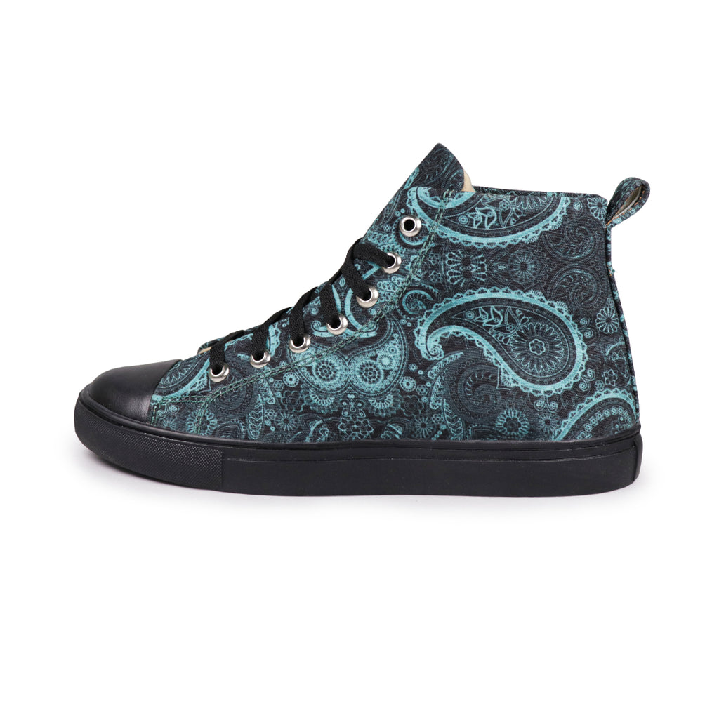 Vivid Blue Motif - Men's High-Top Canvas Sneaker
