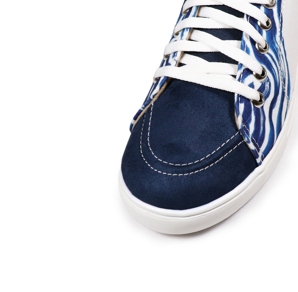 Blue Weaves - Men's Low-Top Canvas Suede Sneaker