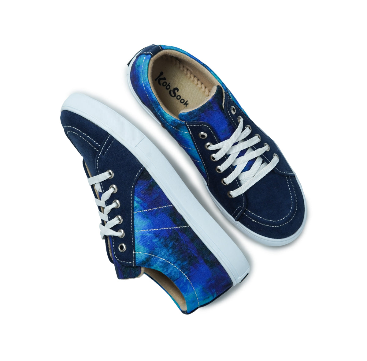 Blue Strokes - Men's Low-Top Suede Canvas Sneaker