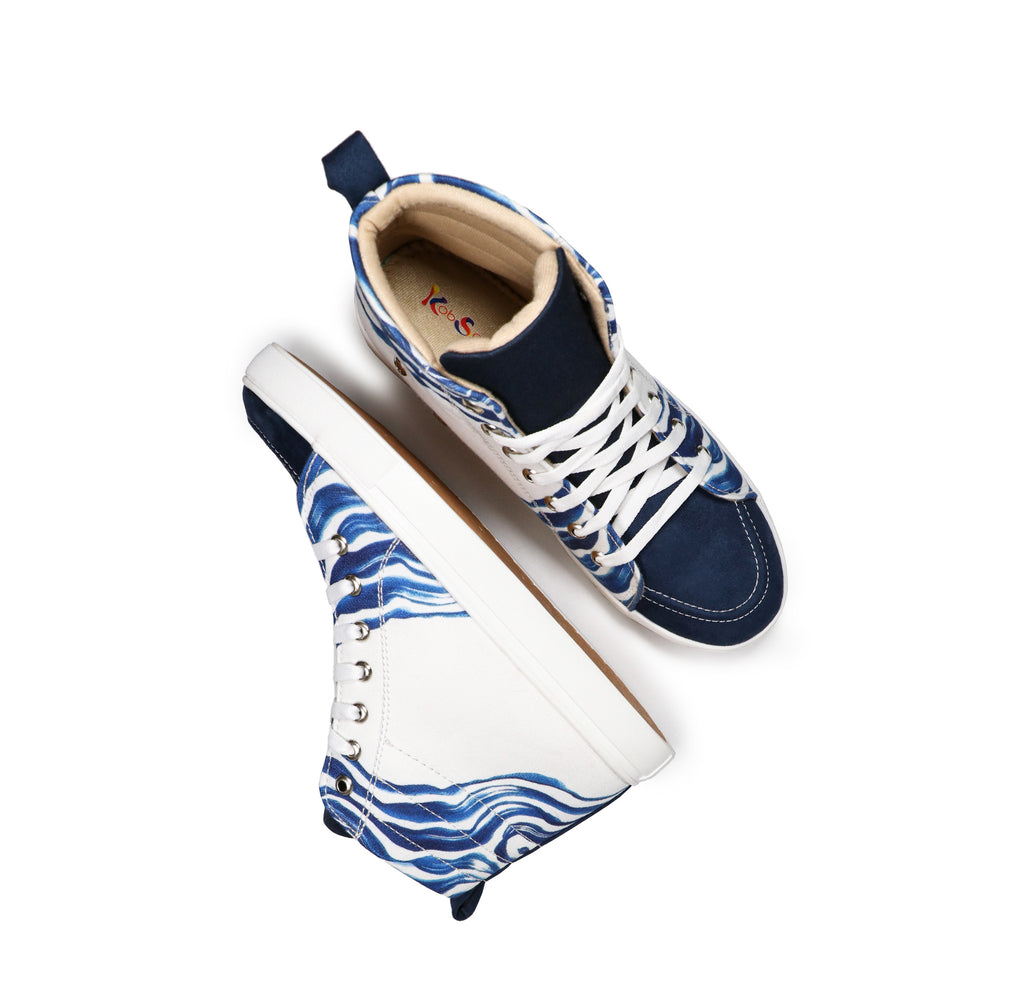 Blue Weaves - Men's High-Top Canvas Suede Sneaker
