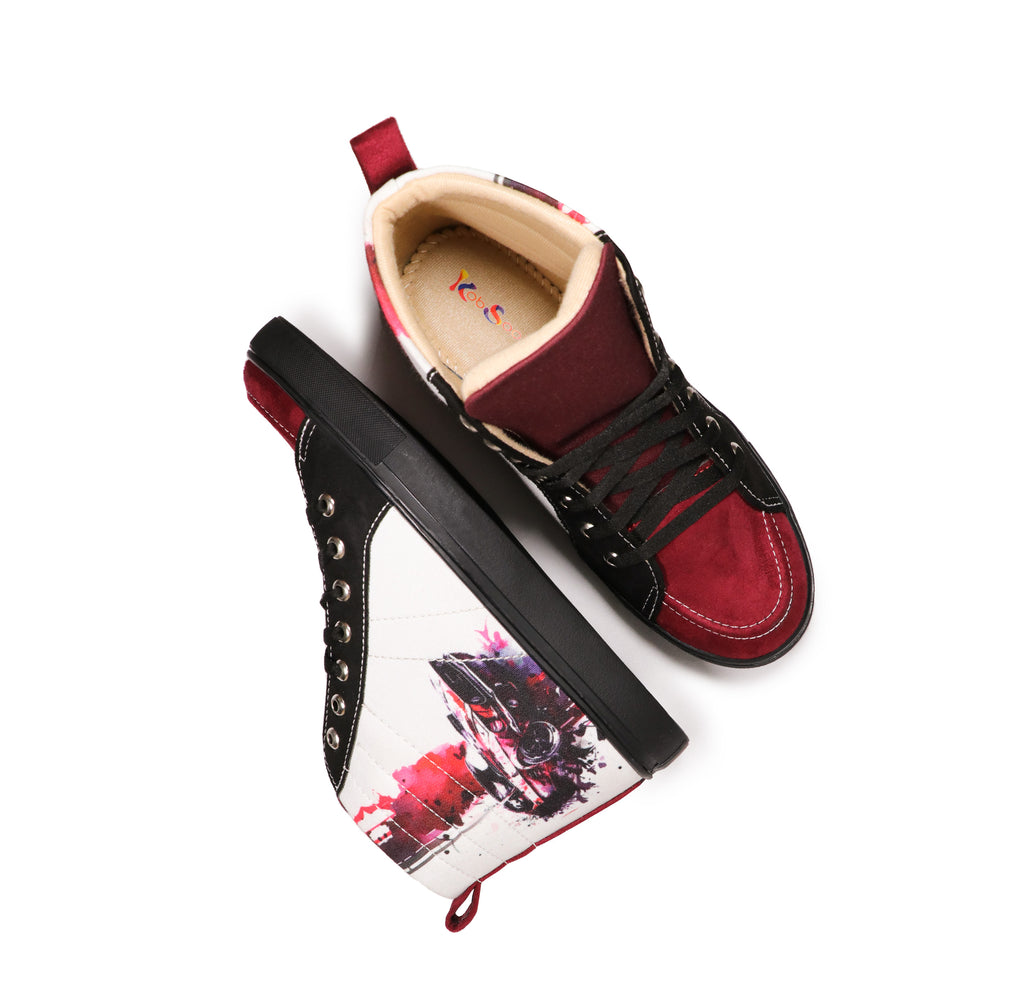 Cherry Car - Men's High-Top Suede Canvas Sneaker