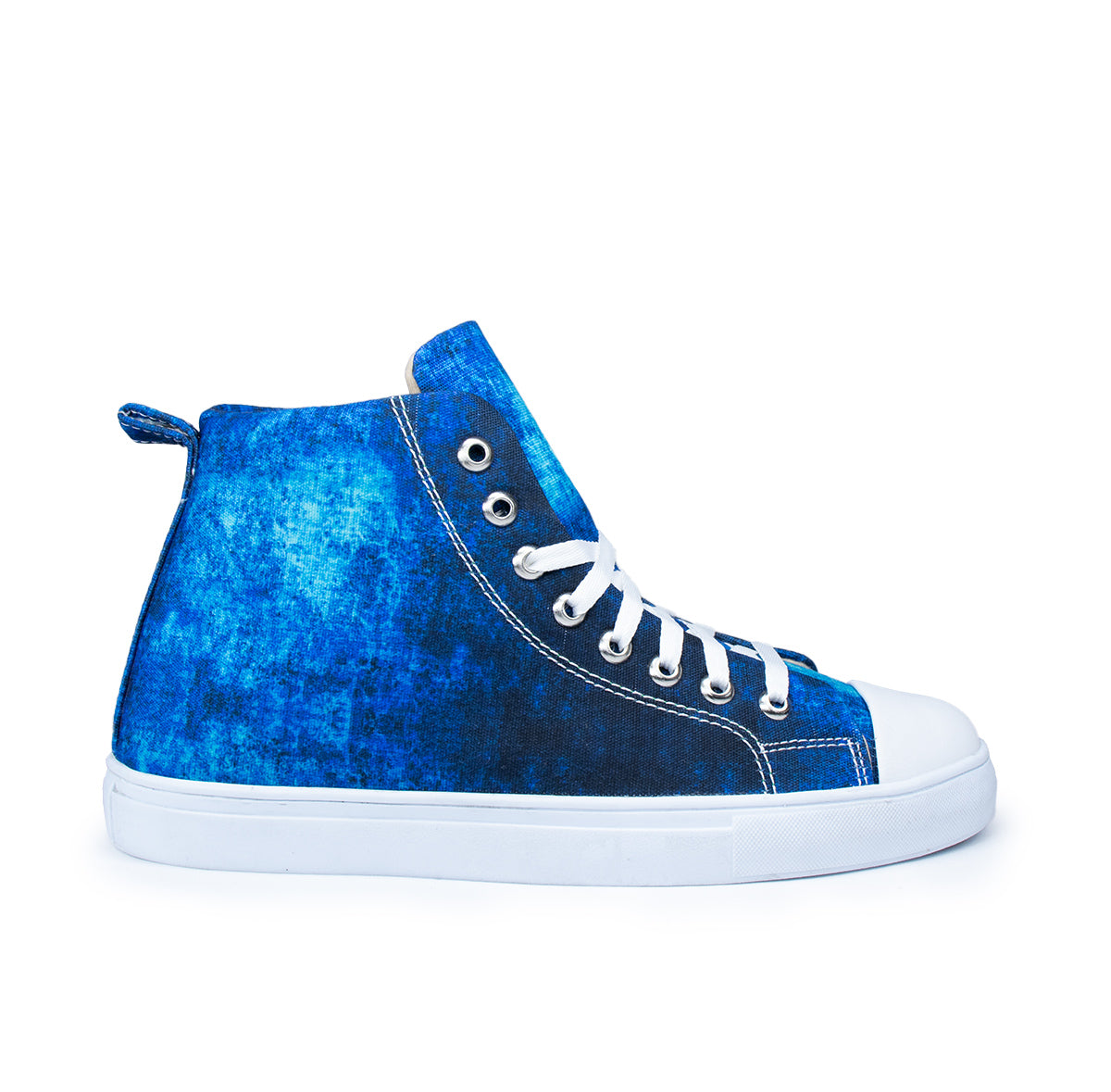 Blue Texture - Men's High-Top Canvas Sneaker