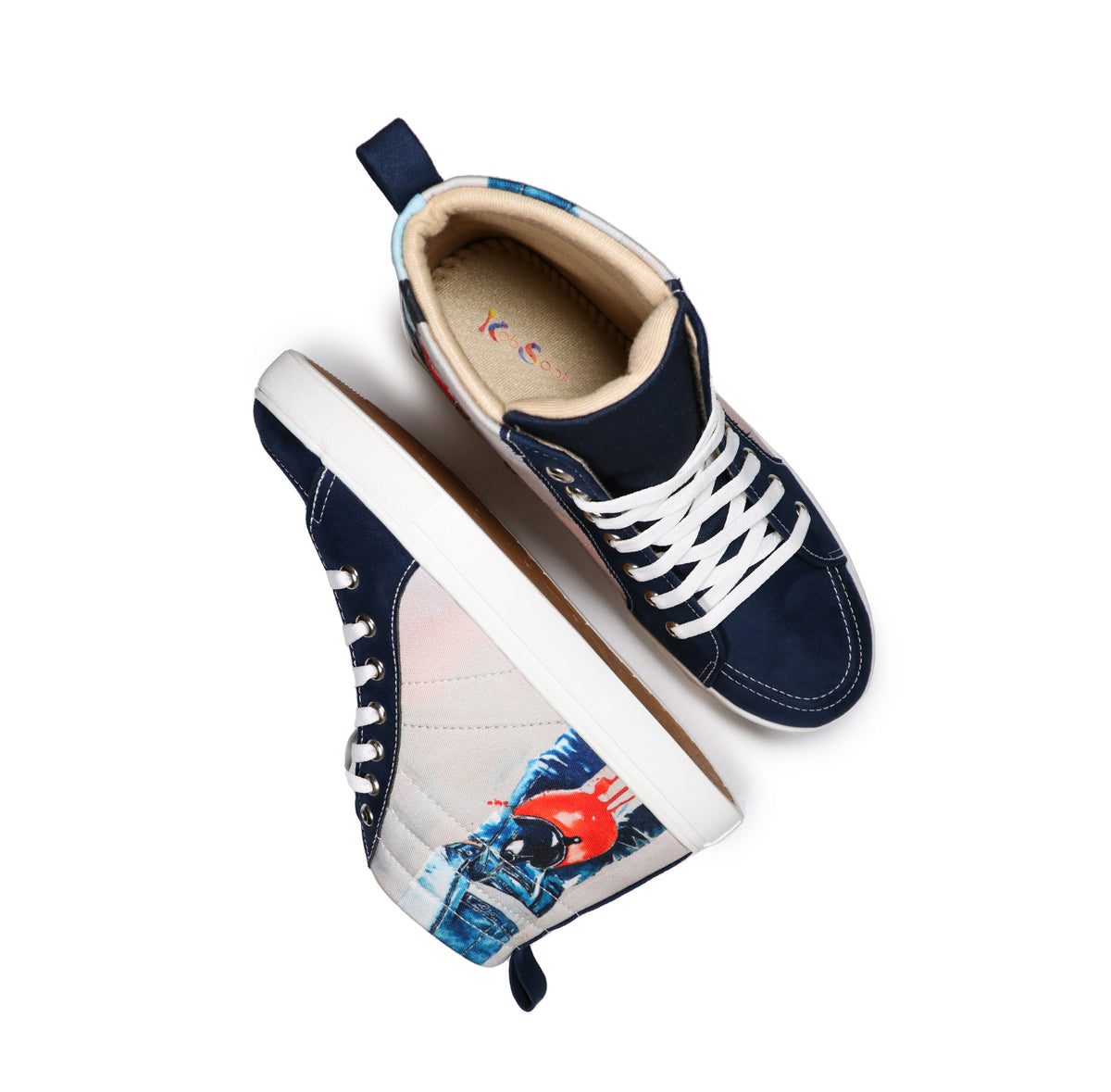 Bike Adventure - Men's High-Top Suede Canvas Sneaker