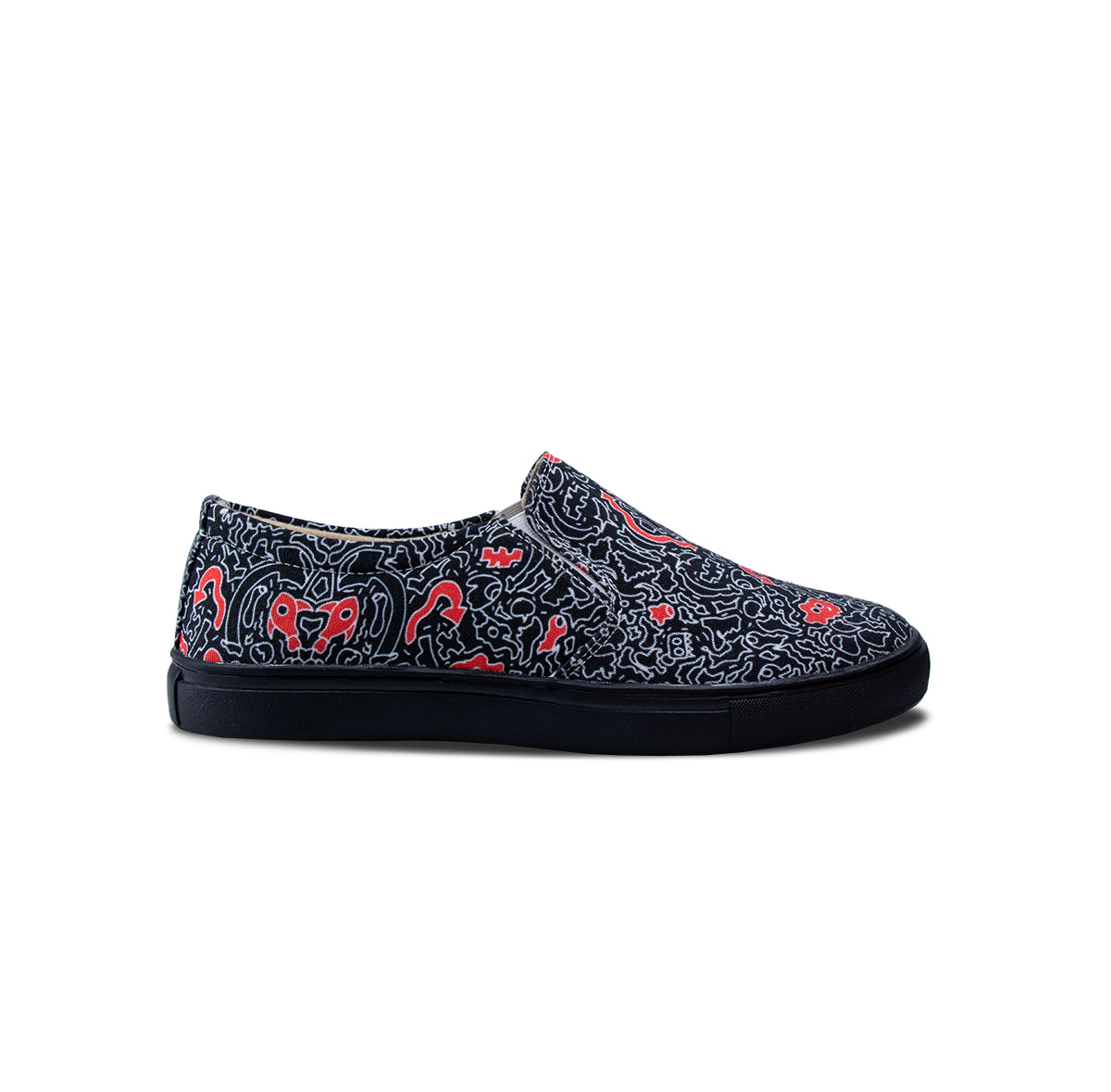 Free hand doodle (Black) - Men's Loafer Canvas Sneaker