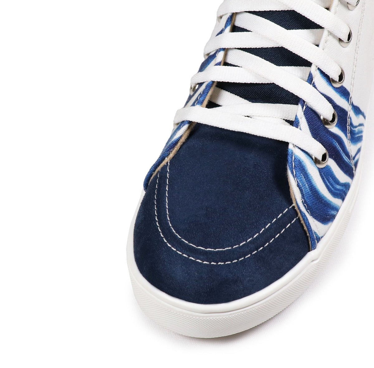 Blue Weaves - Men's High-Top Canvas Suede Sneaker