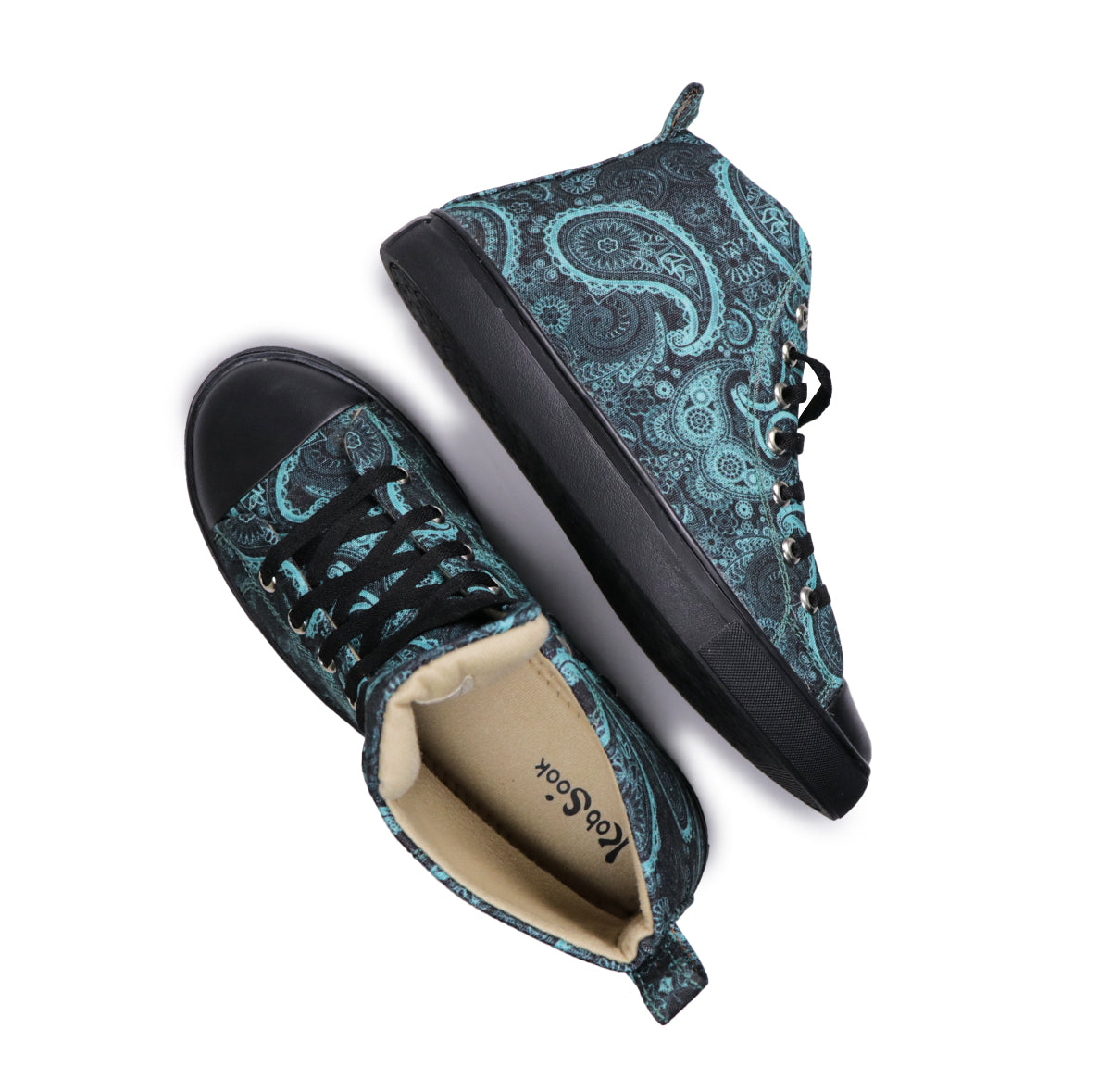 Vivid Blue Motif - Men's High-Top Canvas Sneaker