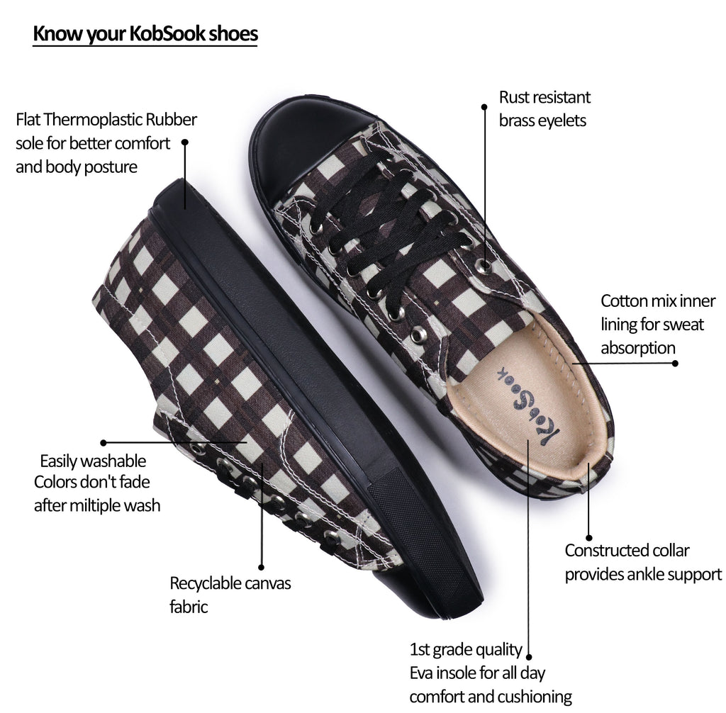 Black Checkers - Men's Low-Top Canvas Sneaker