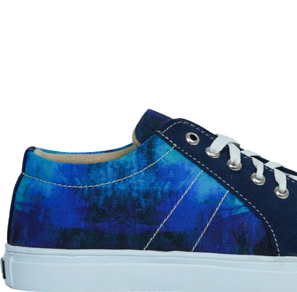 Blue Strokes - Men's Low-Top Suede Canvas Sneaker