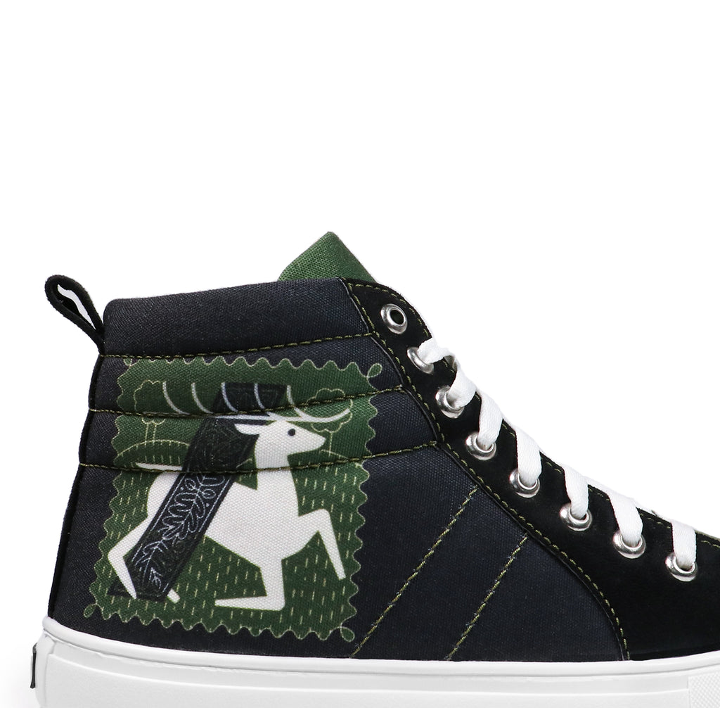 Deer Art - Men's High-Top Suede Canvas Sneaker