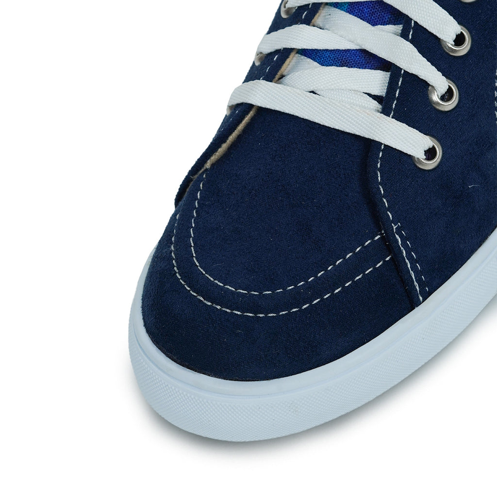 Blue Strokes - Men's Low-Top Suede Canvas Sneaker