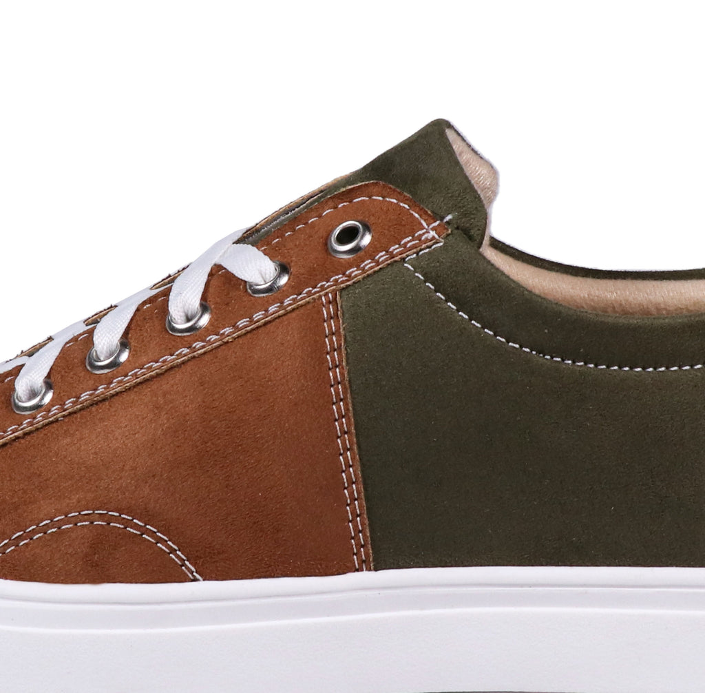 Olive Tan - Men's Low-Top Suede Canvas Sneaker
