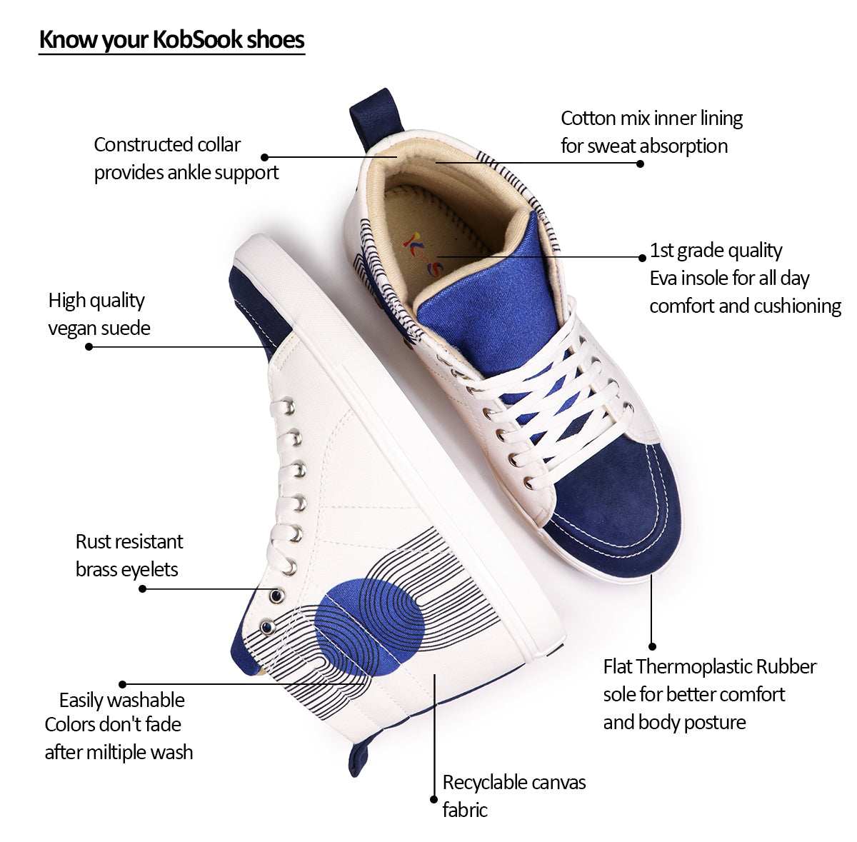 Comet Blue - Men's High-Top Suede Canvas Sneaker
